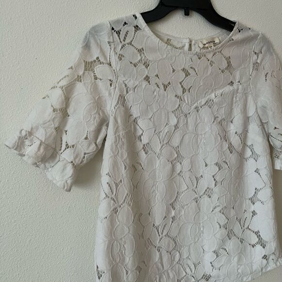 Monteau Short sleeve Lace Blouse S - Picture 4 of 8